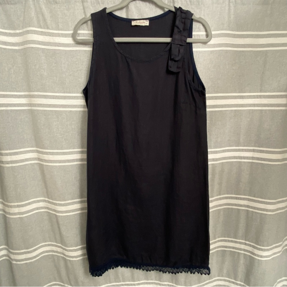 BELLAMBIA / Navy‎ Blue Linen Sleeveless Dress Made in Italy Size M